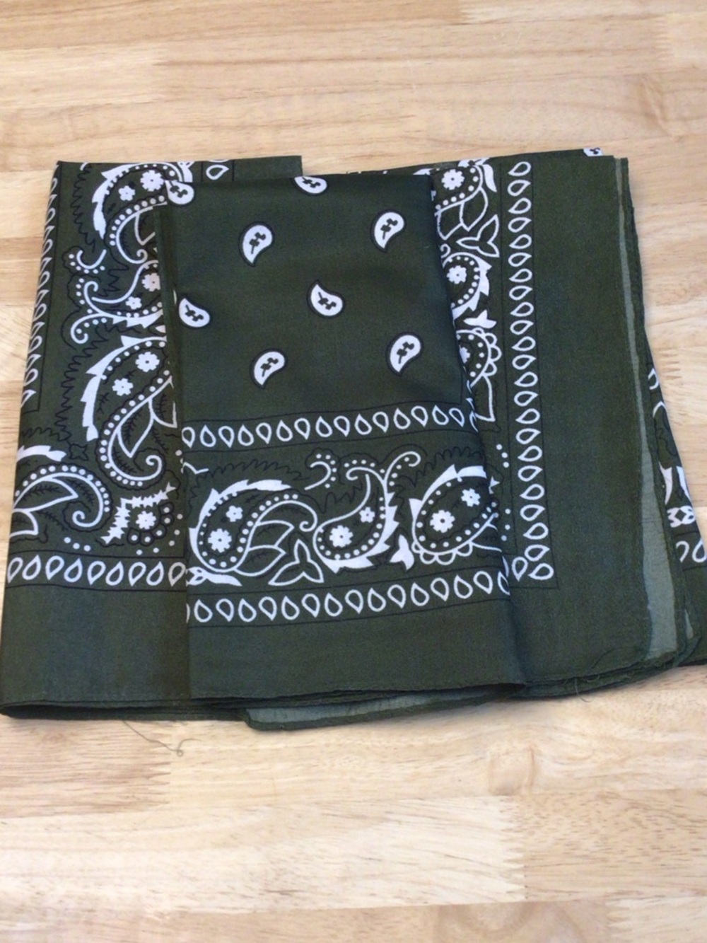 Olive Green Paisley Bandana Set - 3 Pieces
